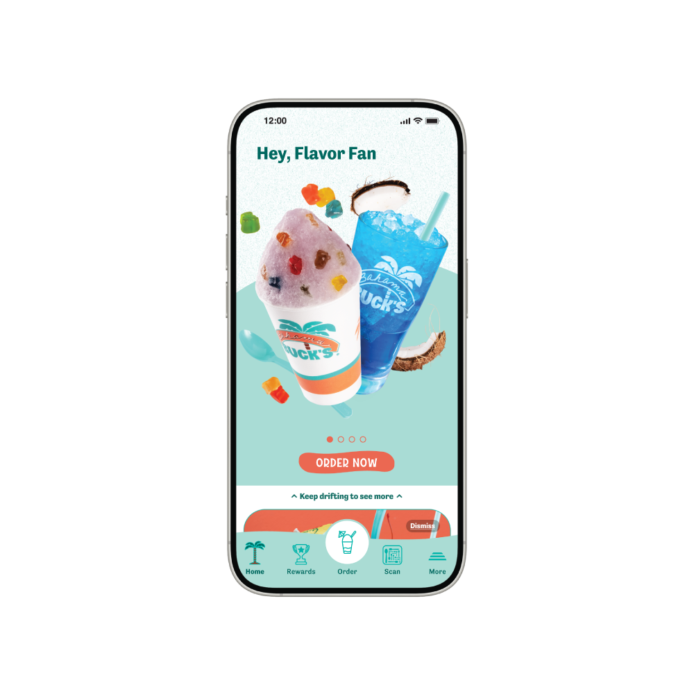 Smart phone with surf club rewards app displayed on it